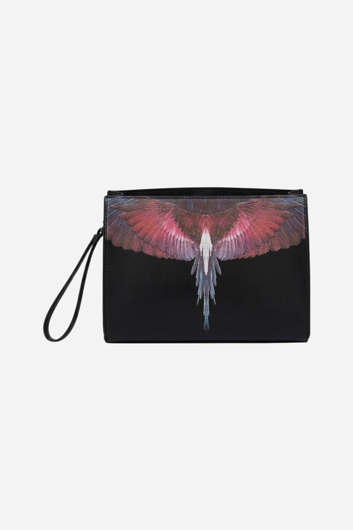 Pochette pelle zip - Nero-Fucsia