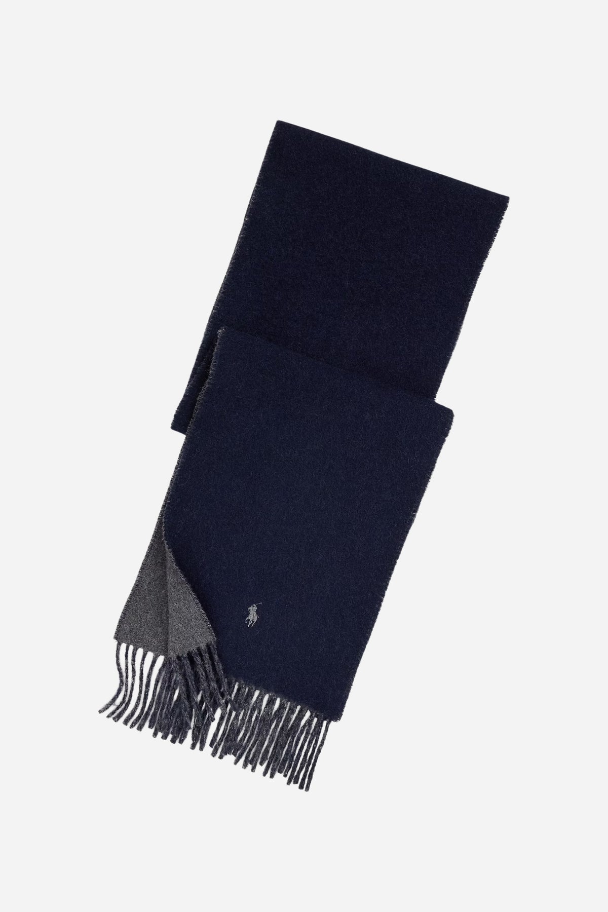 Sciarpa double-face misto lana frange