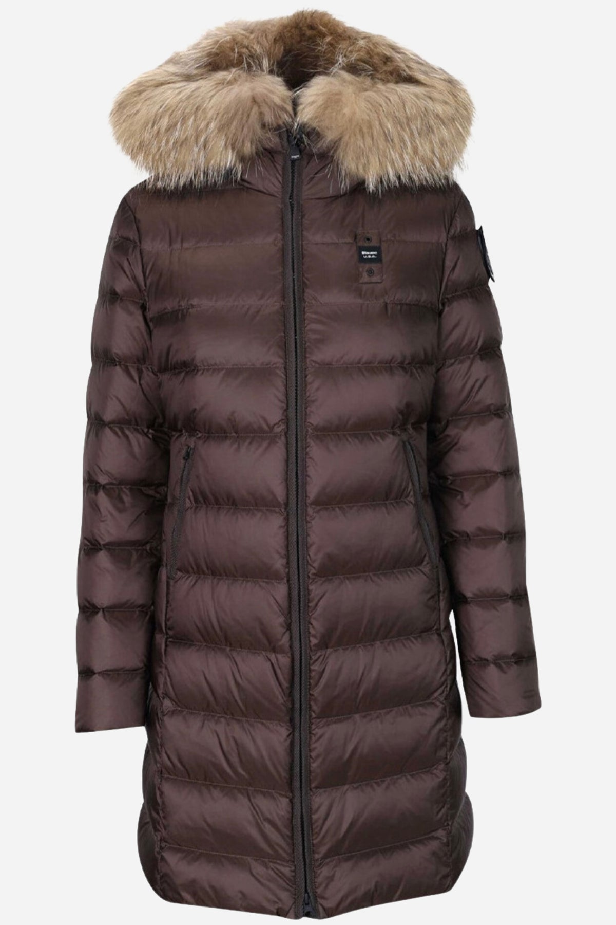 Piumino lungo Kristen trapuntato con pelliccia - Marrone-Beige