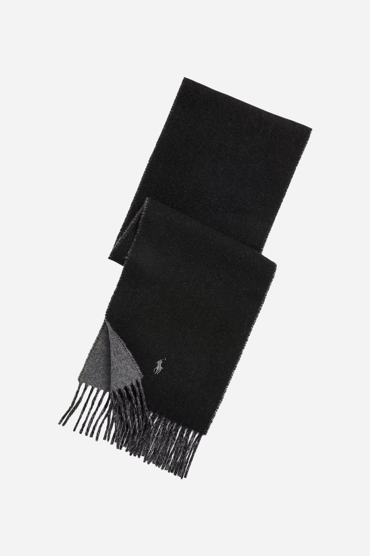 Sciarpa double-face misto lana frange