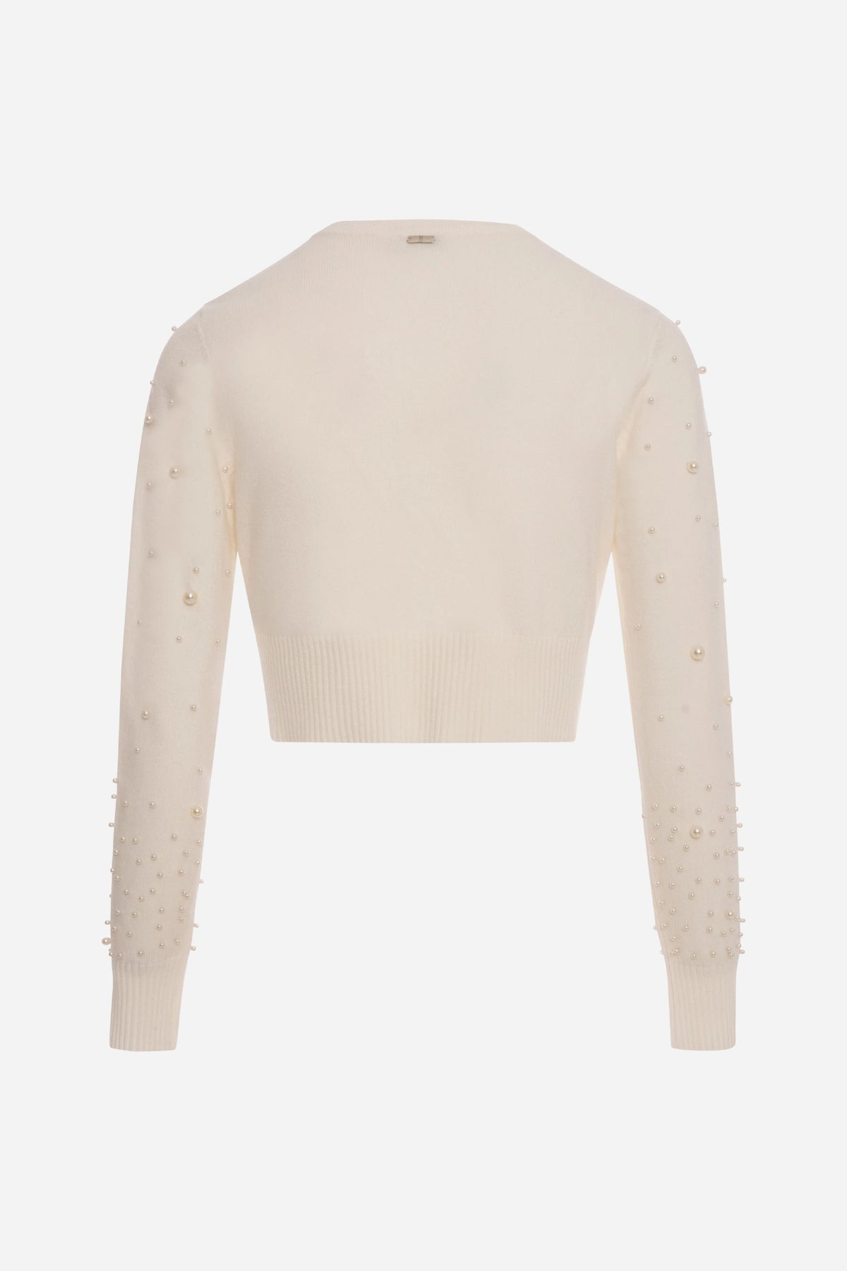 Cardigan Fracomina cropped con perle applicate