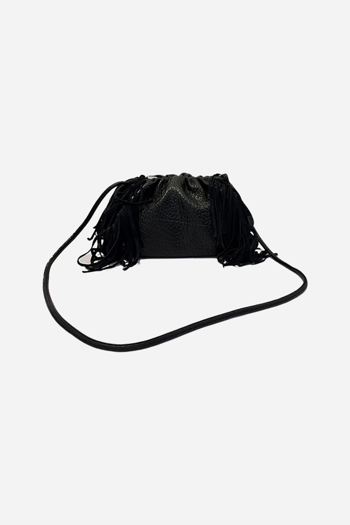 Capsule Borsa a spalla media frange in PU - Nero