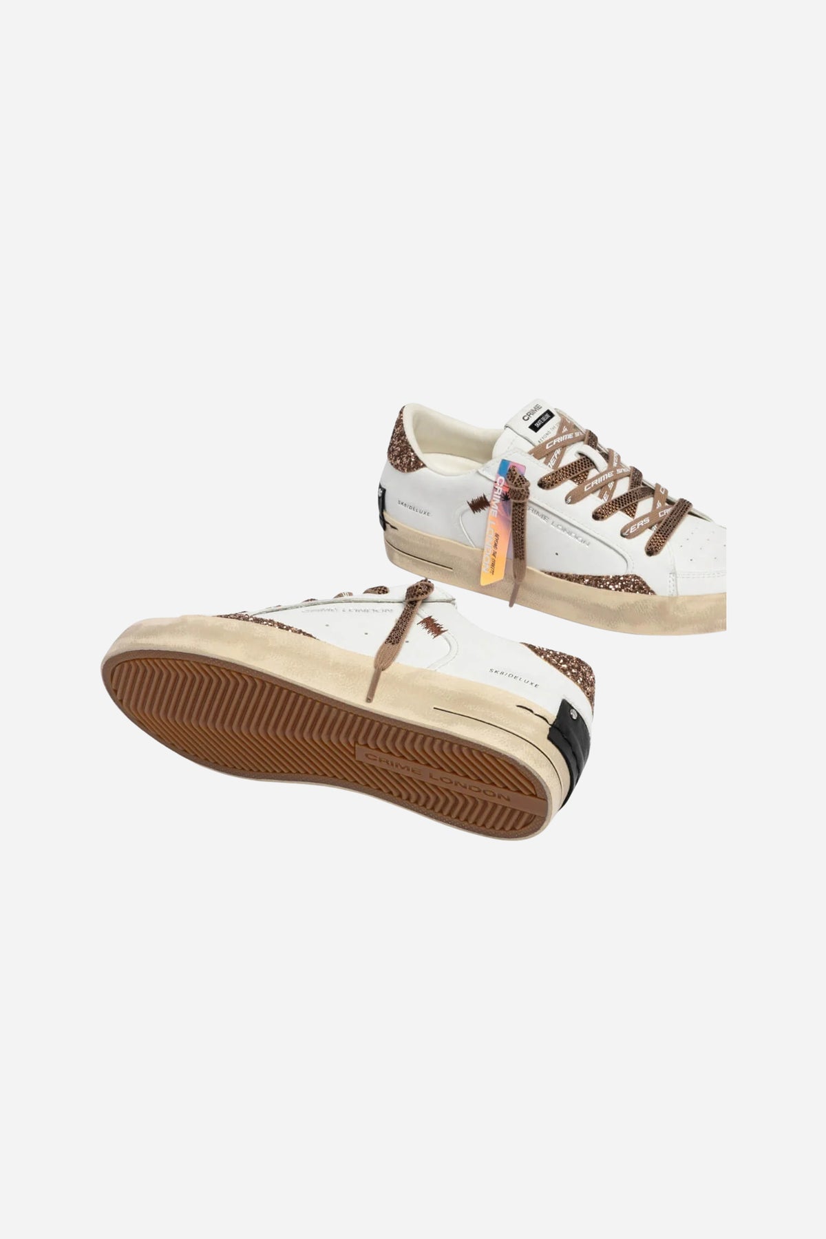 Skate Sneakers 23104 10 Glitter in pelle - Bianco-Bronzo