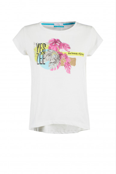 T-SHIRT DONNA CON STAMPA PALME T232-S101 YES-ZEE