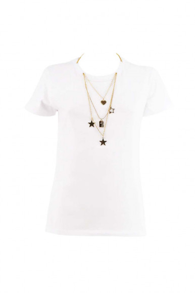 T-Shirt OTRIX bianca con applicazione collana RELISH