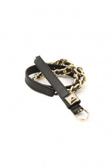 Cintura OSCHIURE nera in pelle con borchia e catena RELISH