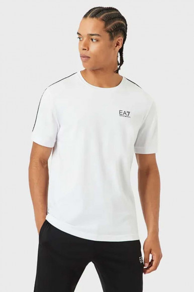 EA7 T-shirt bianca a manica corta in misto cotone 3LPT31