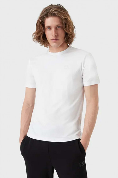 EA7 T-shirt bianca con logo tape 3LPT32