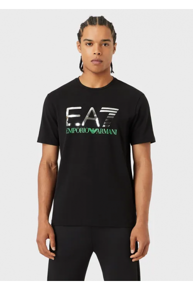 EA7 T-shirt nera con maxi logo 3LPT36