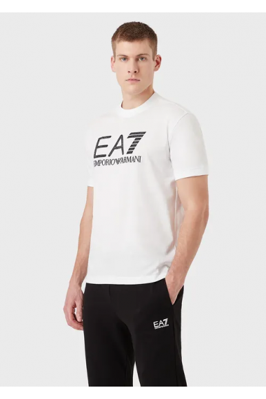 EA7 T-shirt bianca in cotone con maxi logo 3LPT37