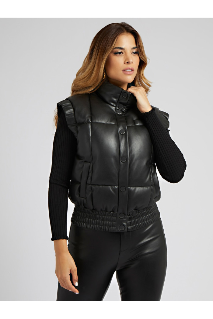 GILET ECOPELLE NERO GUESS ANNE