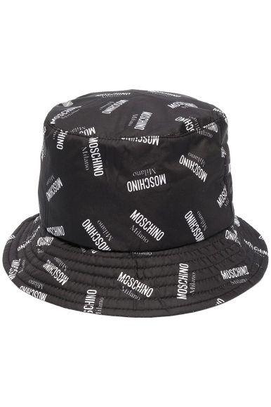 Cappello nero bucket con stampa MOSCHINO 60050