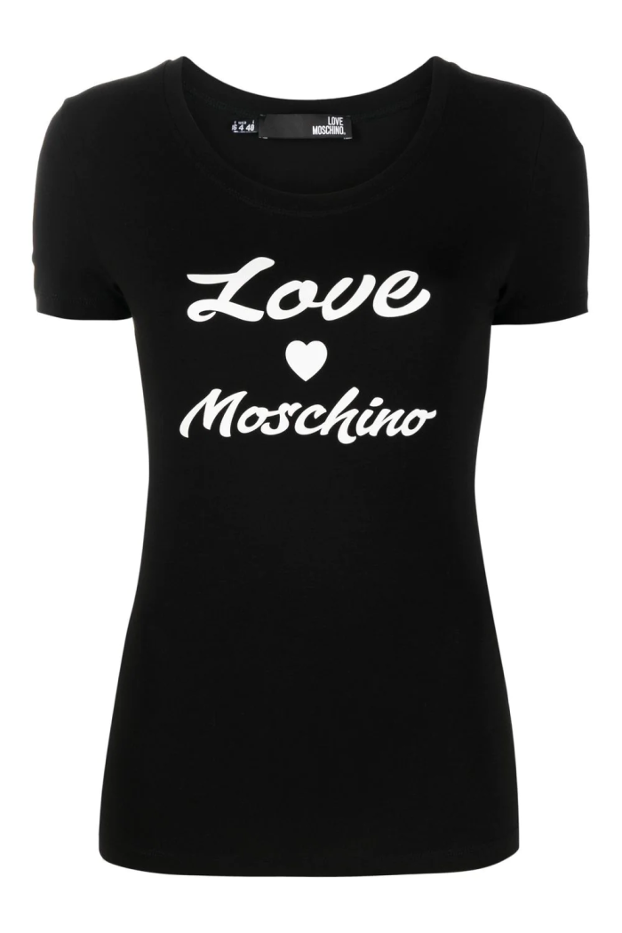 T-shirt donna nera con stampa Love Moschino 4H1928E