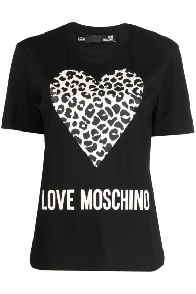 T-shirt donna nera cuore LOVE MOSCHINO 4H0627M