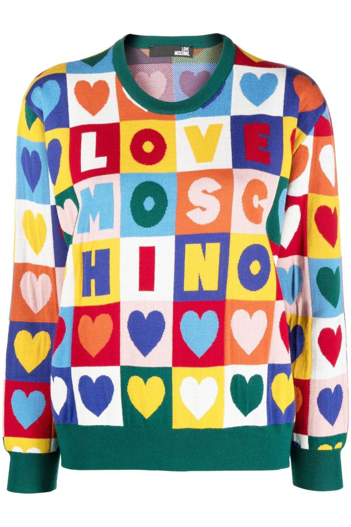 Maglione donna girocollo quadri multicolor SM2510X