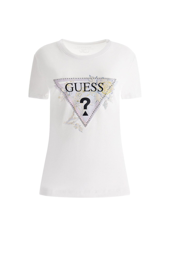 T-Shirt Bianca Logo Floreale Guess Alva