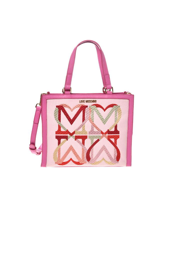 Borsa a mano Love Moschino rosa logo multicolor tess 4067