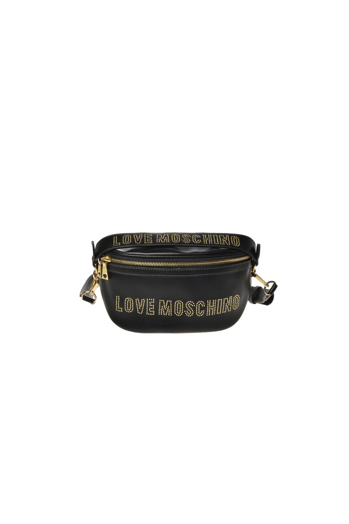 Marsupio Love Moschino nero logo con borchie oro 4206