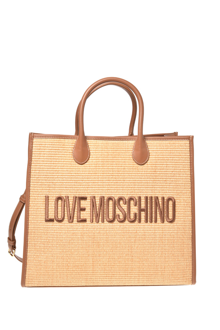 Borsa shopper Love Moschino cammello in rafia 4318