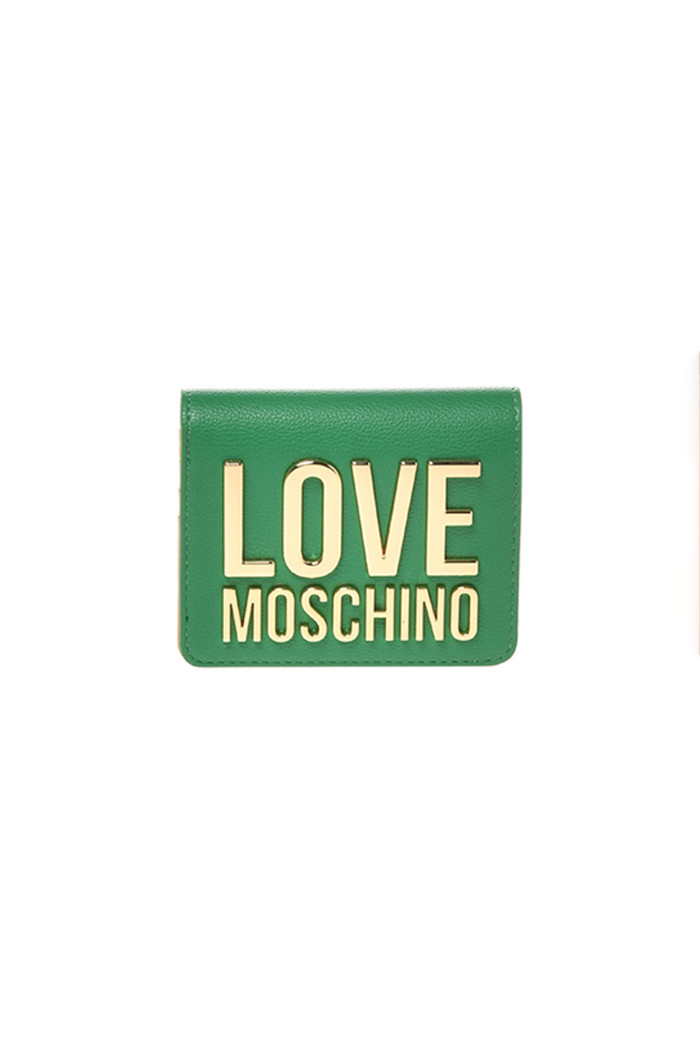 portafoglio Love Moschino piccolo verde chiusura bottone 5612