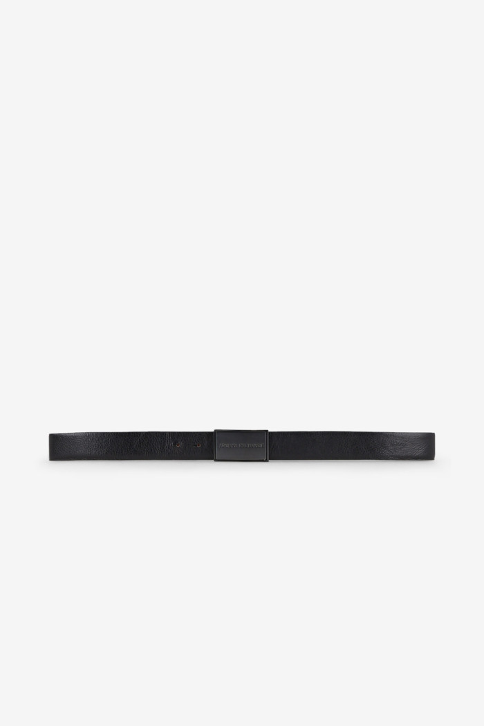Cintura in ecopelle nera con logo Armani Exchange fibbia a cassetta 951183