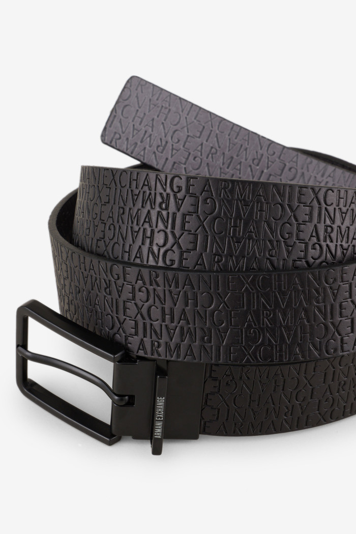 Cintura reversibile in cuoio rigenerato logo all over Armani Exchange 951325