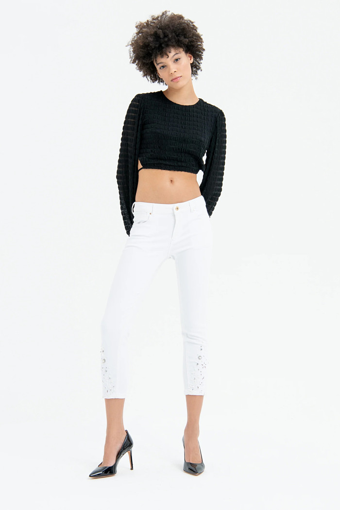 Jeans cropped effetto push up in twill bianco FRACOMINA 9002