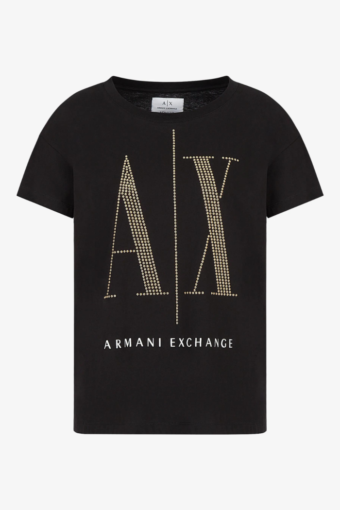 T-SHIRT NERA ARMANI EXCHANGE REGULAR FIT IN JERSEY CON BORCHIETTE 8NYTDX
