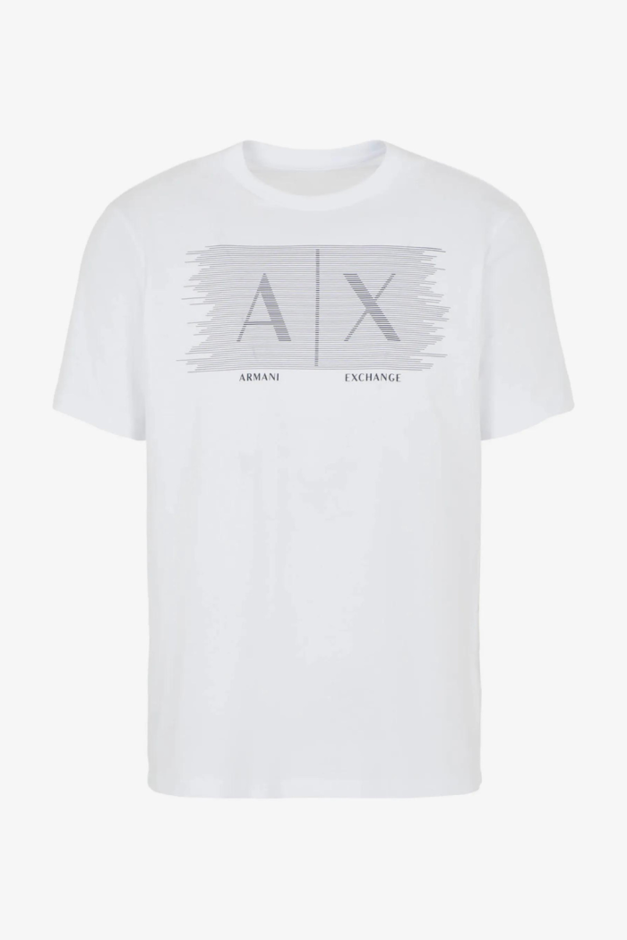 T-shirt bianca Armani Exchange regular fit in jersey con stampa logo 6RZTHB