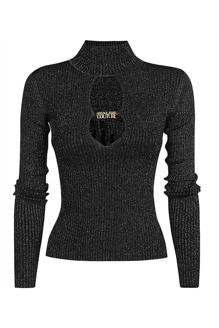 Versace Jeans Couture 75HAFM48 CM27H CUTOUT TURTLENECK Knit - Black