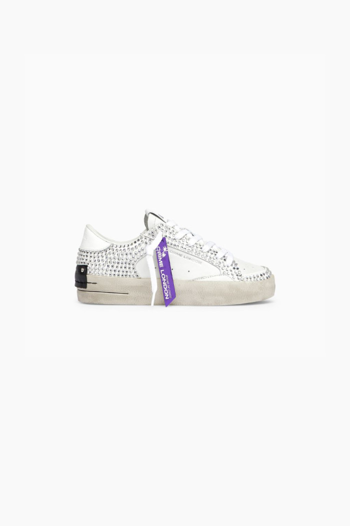 SNEAKERS BASSE BIANCHE CON STRASS CRIME LONDON 28107