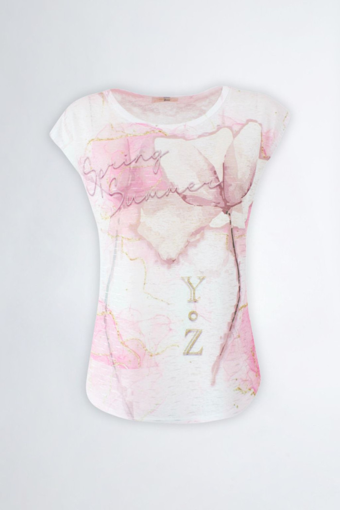 T-SHIRT ROSA DONNA YES-ZEE SMANICATA T235-Y302
