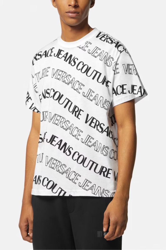 VERSACE JEANS COUTURE T-SHIRT UOMO OVER BIANCA/NERA H6R0