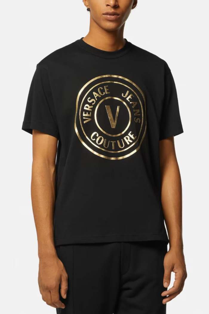 VERSACE JEANS COUTURE T-SHIRT UOMO NERA/ORO HT04