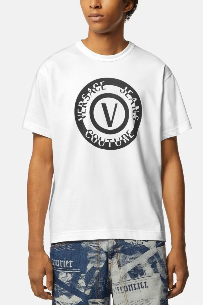 VERSACE JEANS COUTURE T-SHIRT UOMO BIANCO/NERO HT06