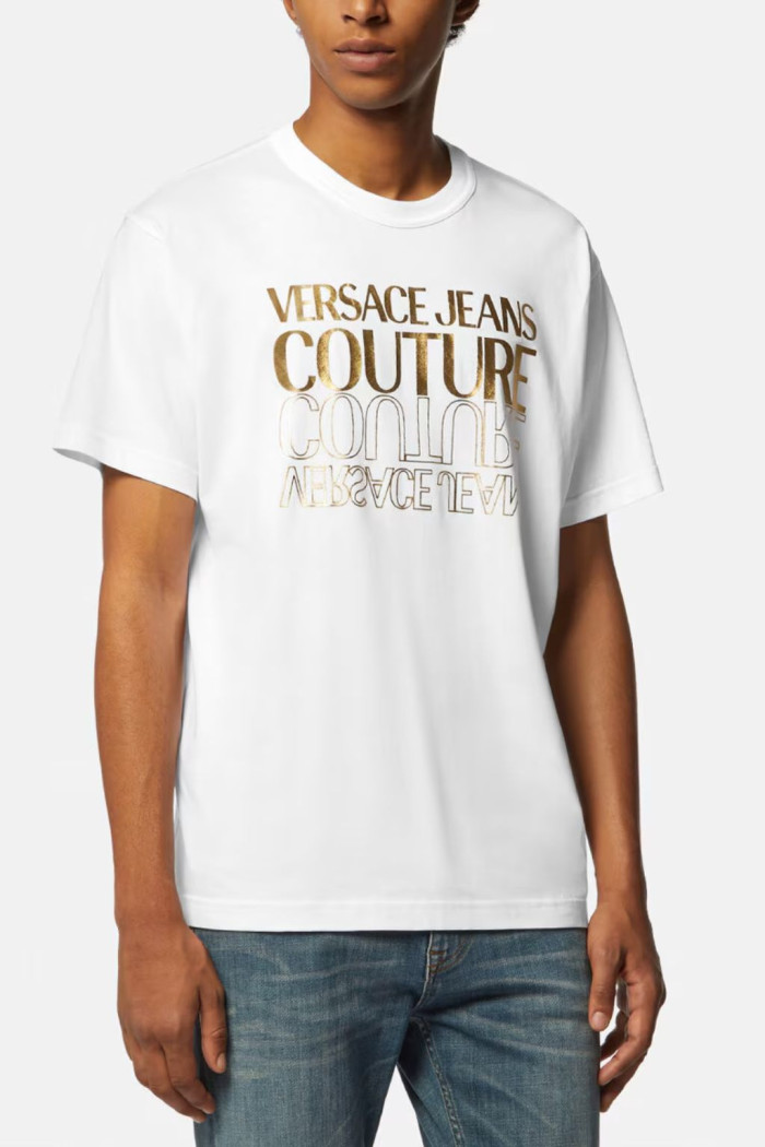 VERSACE JEANS COUTURE T-SHIRT UOMO BIANCA/ORO HT10
