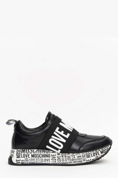 LOVE MOSCHINO WOMAN'S BLACK SNEAKERS WITH LETTERING  15244