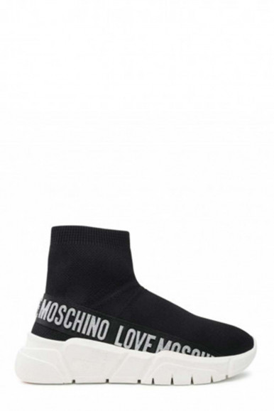 LOVE MOSCHINO WOMAN'S BLACK-SILVER BOOTIES SOCK 15633