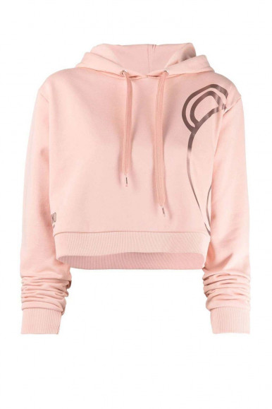 Pink women's cropped sweatshirt with hood Moschino 1719