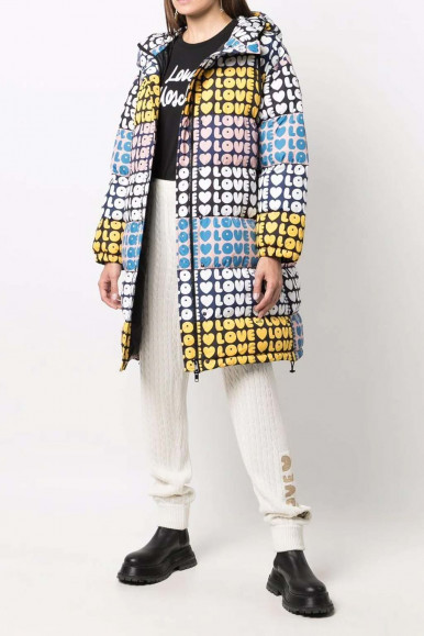 Long women's down jacket with print Moschino WK52080