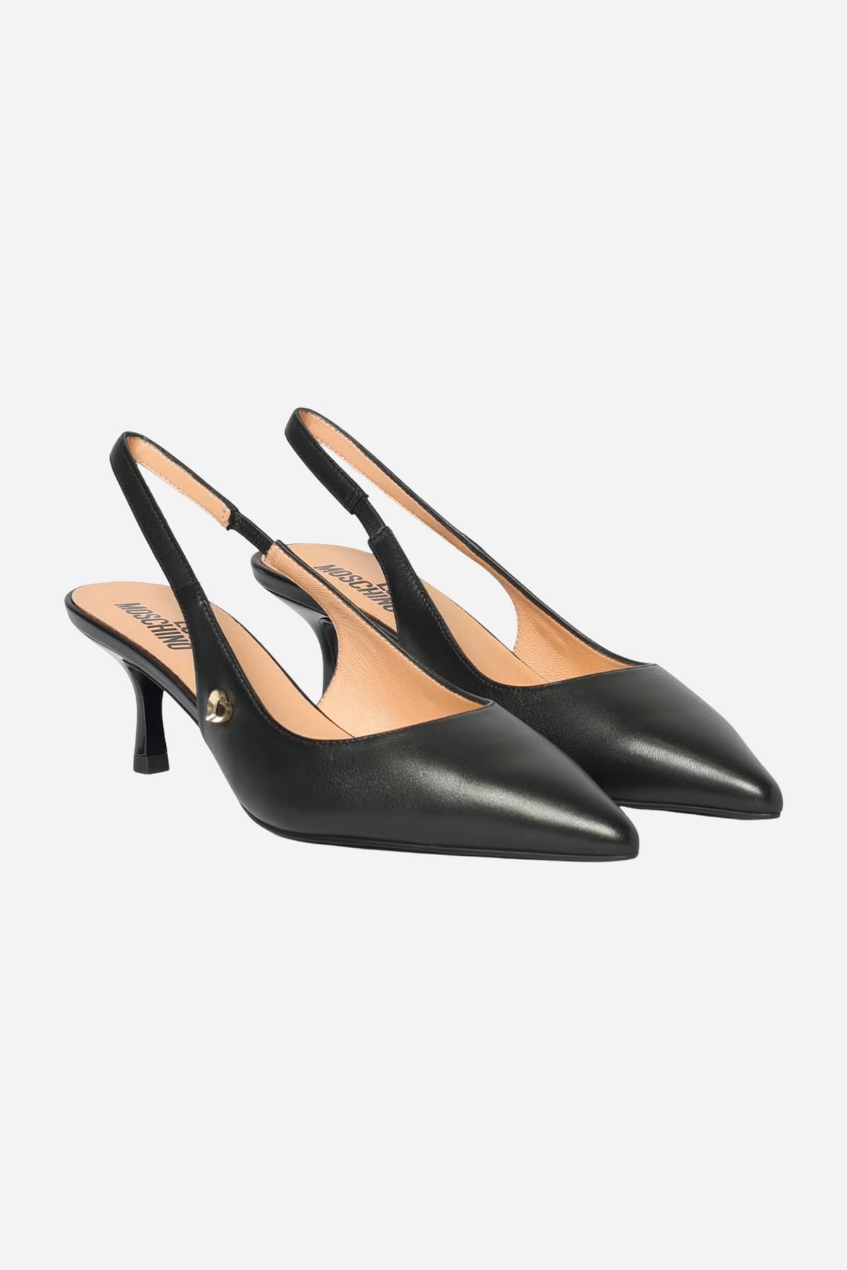 Scarpe slingback tacco medio in pelle liscia