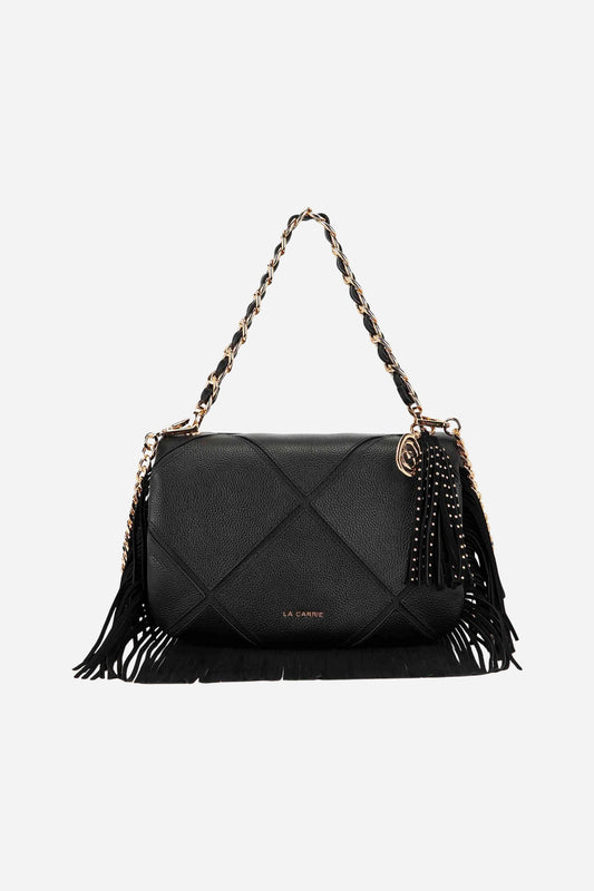 Isabel Borsa media a spalla in pelle bottalata - Nero