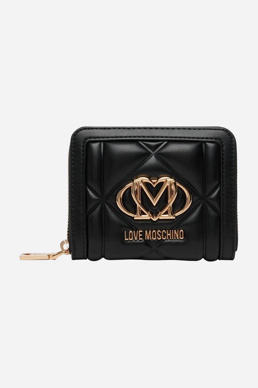 Portafoglio Love Moschino zip around trapuntato