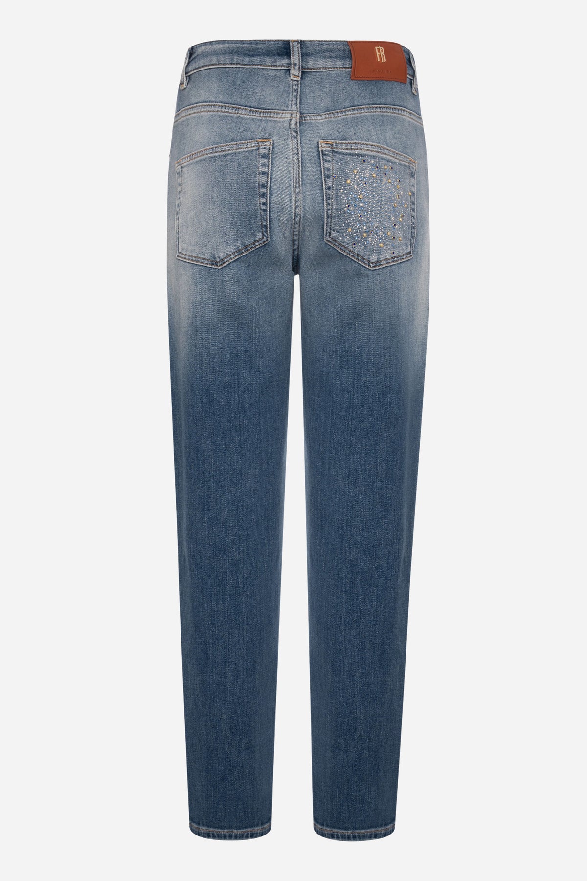 Jeans regular mom fit in denim con lavaggio medio strong