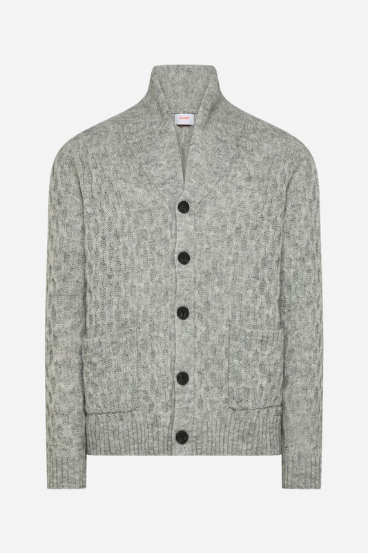 Cardigan SUN68 in lana e alpaca a nido d’ape - Grigio chiaro