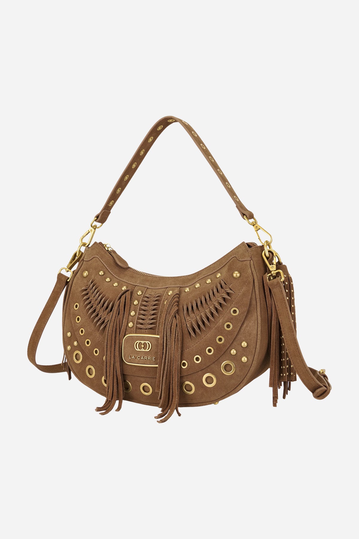 Apallosa Borsa a spalla in suede con frange