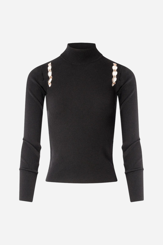 Fracomina Maglia slim collo alto cut out
