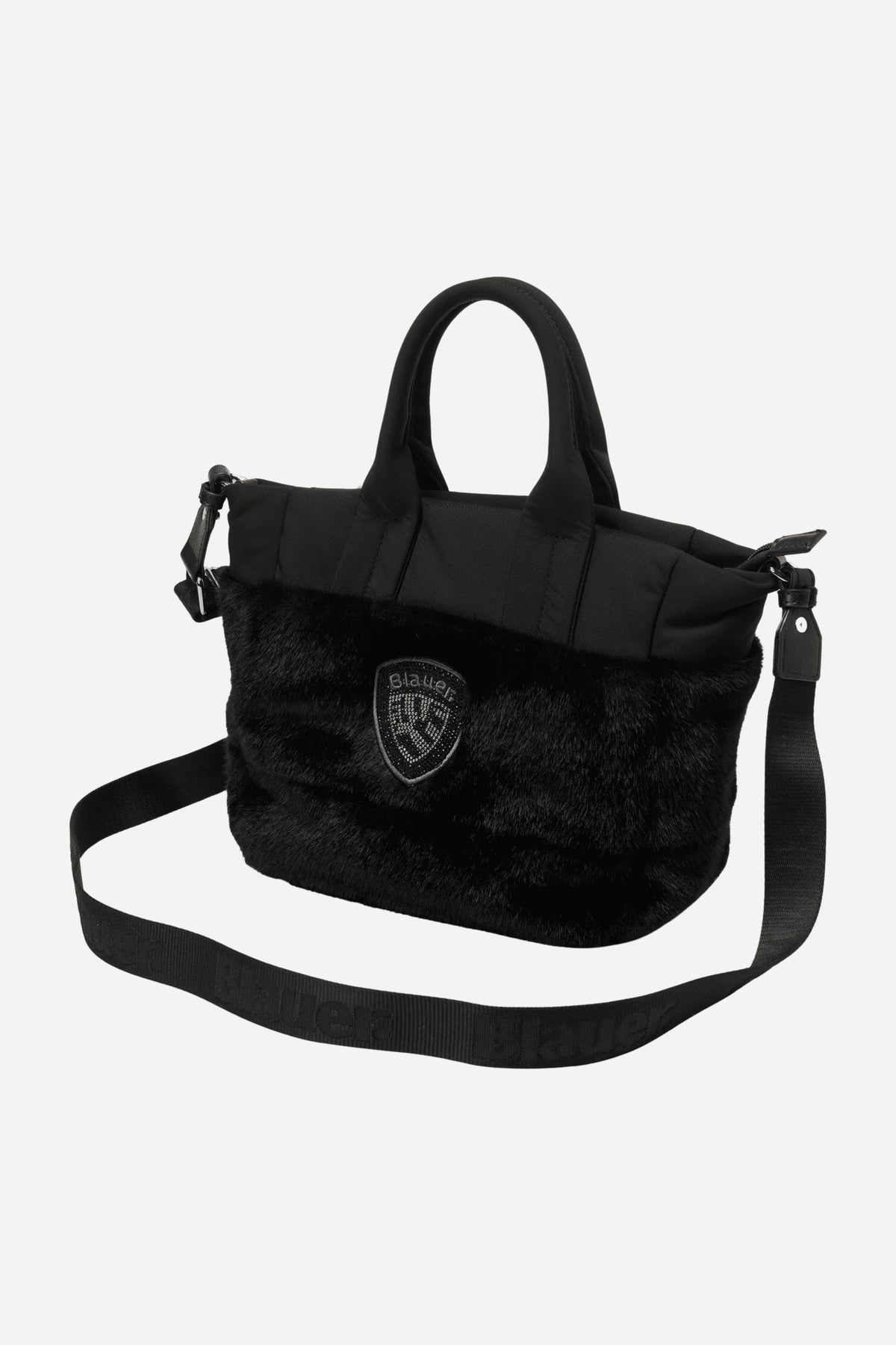 Padded Borsa piccola a mano faux fur