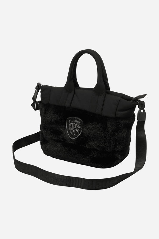 Padded Borsa piccola a mano faux fur