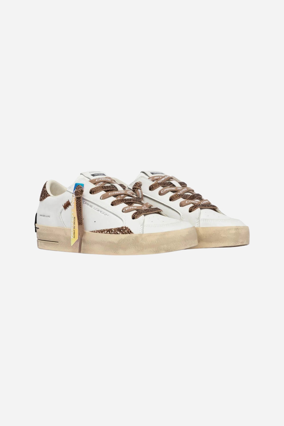Skate Sneakers 23104 10 Glitter in pelle - Bianco-Bronzo